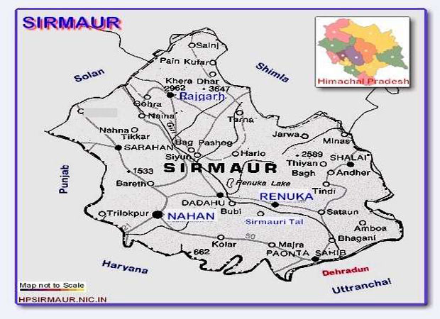 Sirmaur, Himachal Pradesh, India Map - File Photo