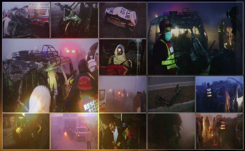 Accident in Mandi Bahauddin Due to Heavy Fog