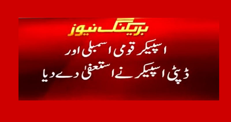 National Assembly (NA) speaker Asad Qaiser and Deputy Speaker Qasim Suri resigned