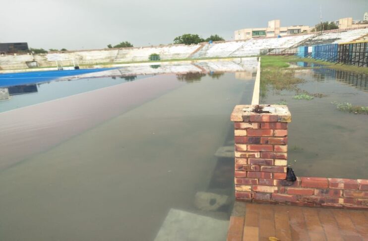 Abdul Sattar Hockey Stadium sinks after persistent rainfall