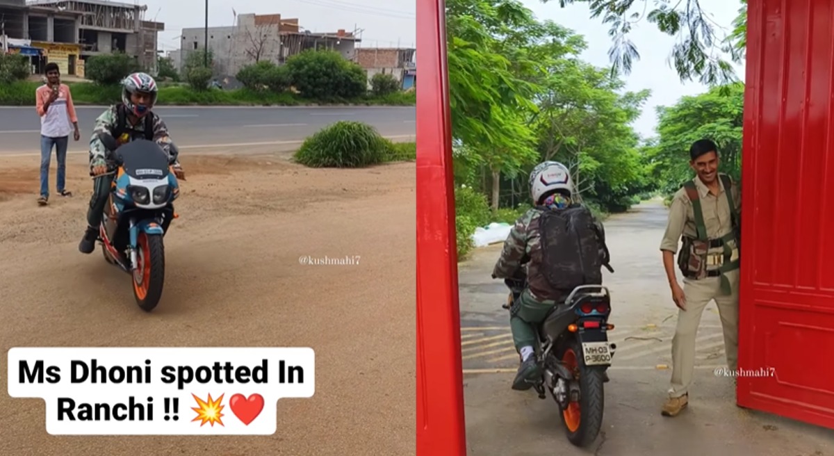 Watch MS Dhoni riding sports bike on the streets of Ranchi