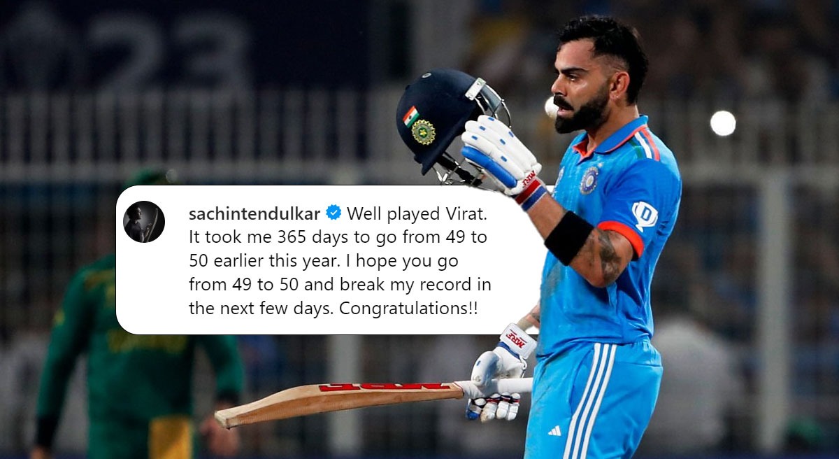 Sachin Tendulkar congratulates Virat Kohli after record 49th ODI ton