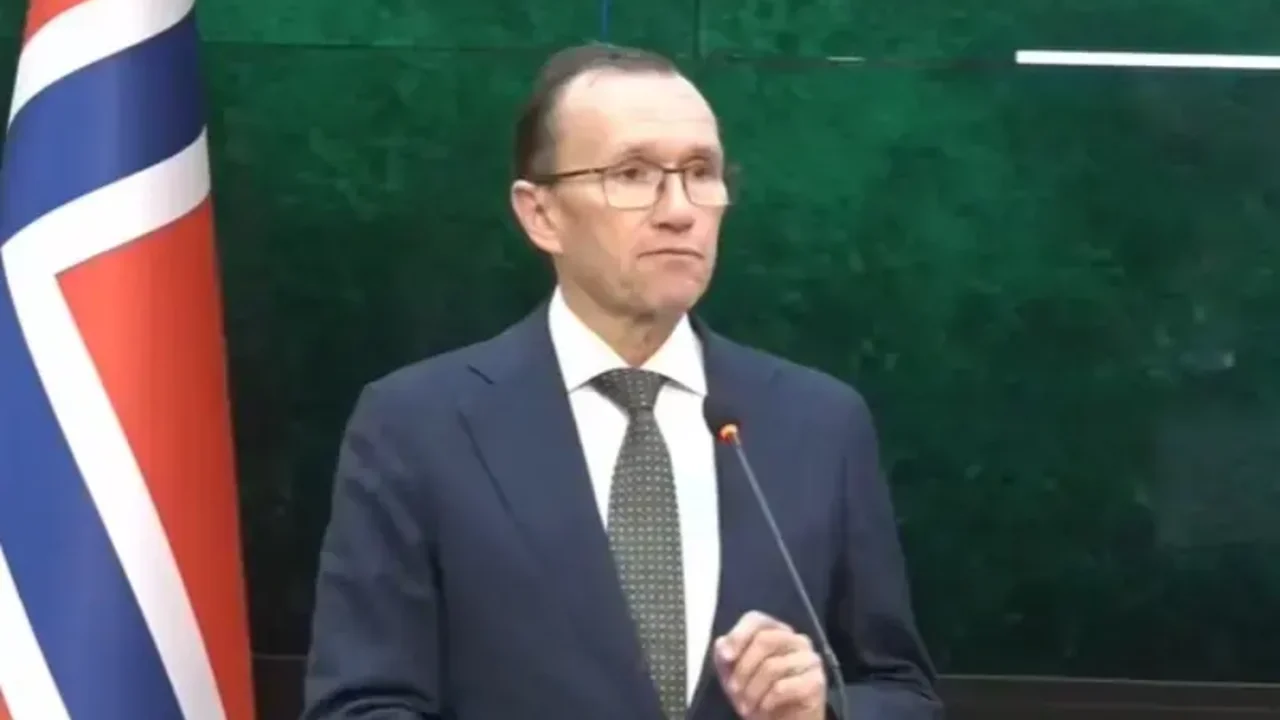 Norwegian Foreign Minister Espen Barth Eide speaks during his Pakistan visit